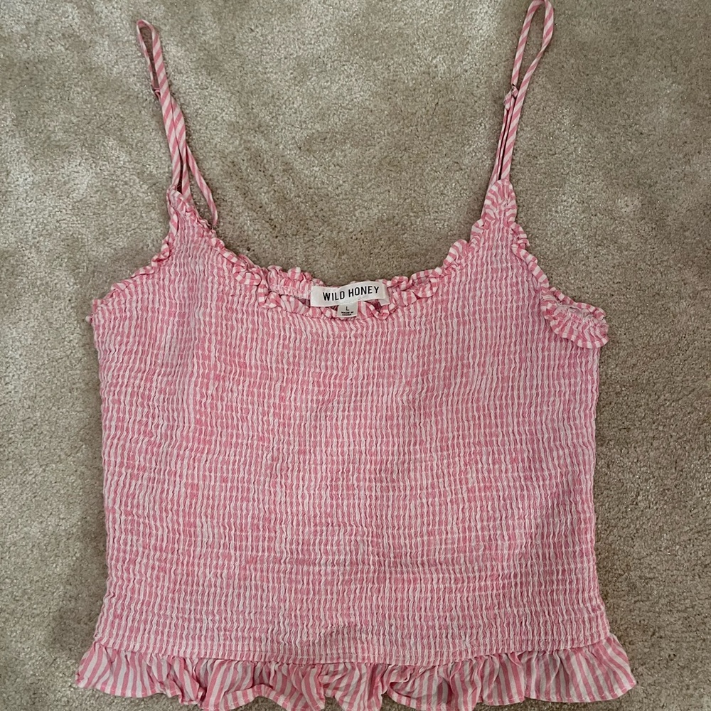 Pink and white crop top